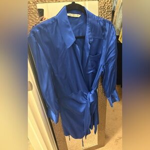 Zara Royal Blue Satin Robe